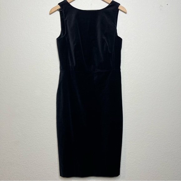 Talbots Women Velour Dress 8 Navy Blue Sheath Holiday Formal Knee Length - Picture 1 of 8